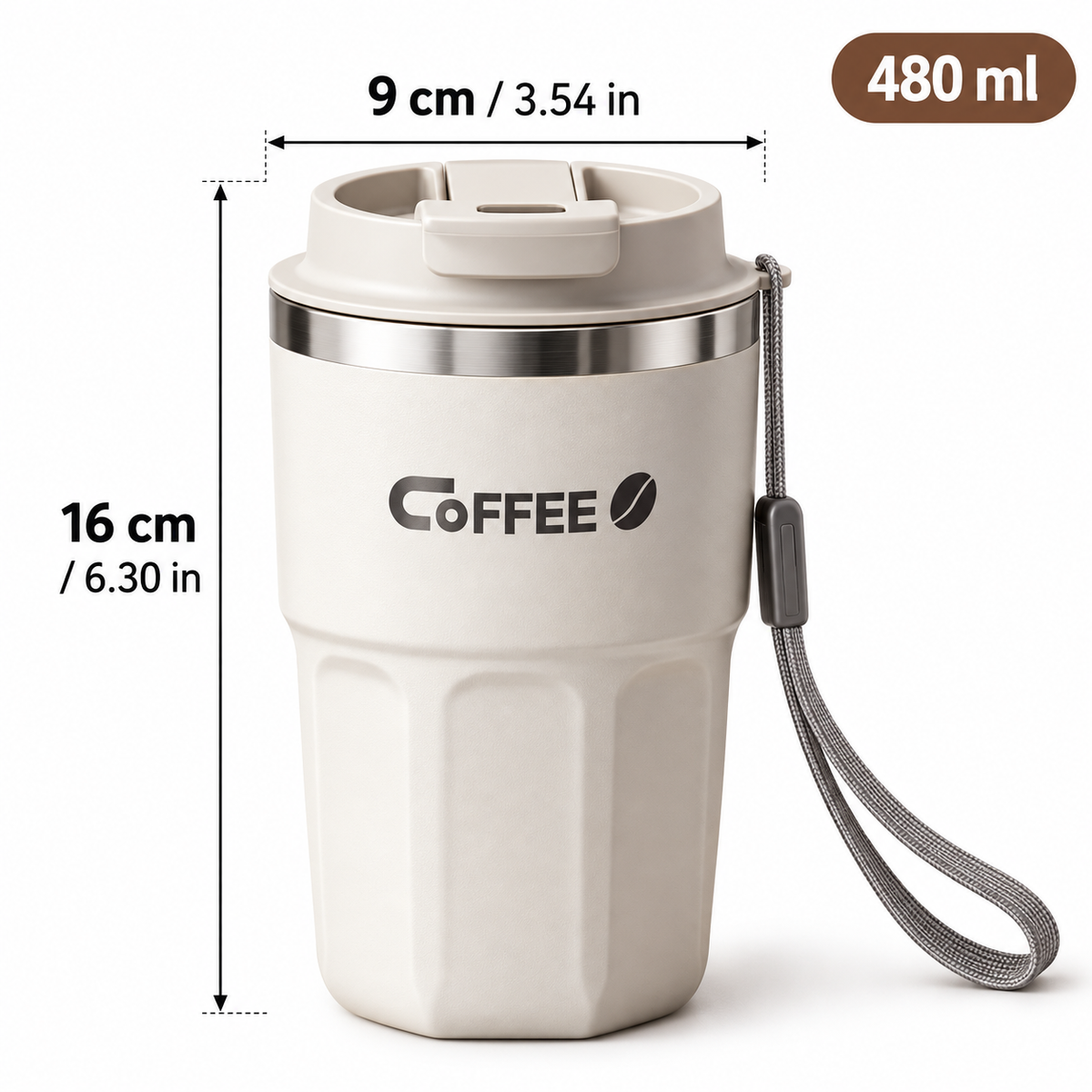 Insulated Coffee Mug with Lid & Handle – Stainless Steel red mug showing its insulated layers and stainless steel interior