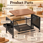 2-tier kitchen countertop organizer with pull-out basket styled with a coffee maker in a modern kitchen