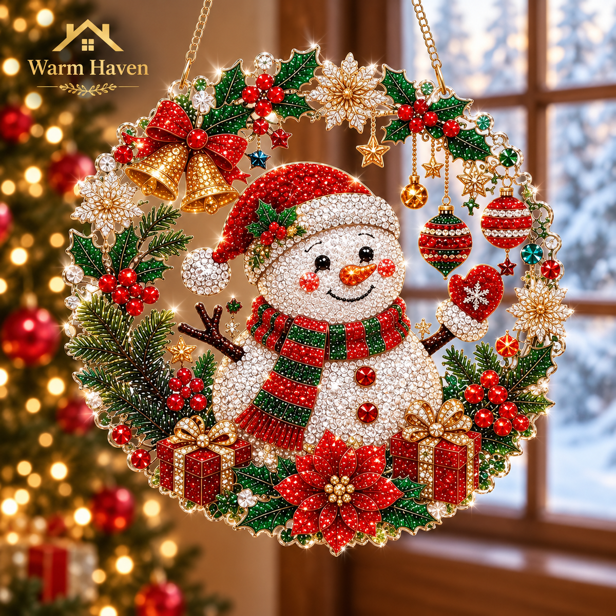 DIY Christmas hanging ornaments with a cheerful Santa Claus surrounded by Christmas decorations