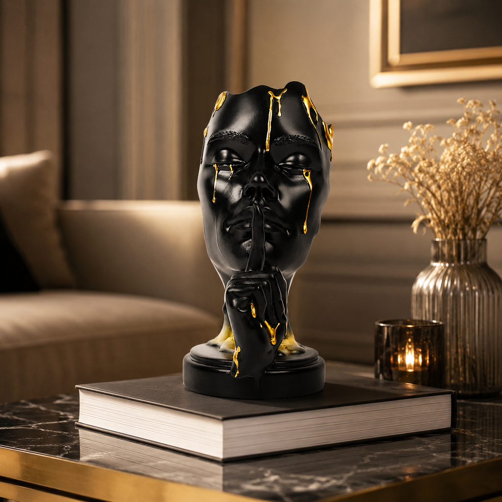 Modern Abstract Face Sculpture – Elegant Resin Home Decor
