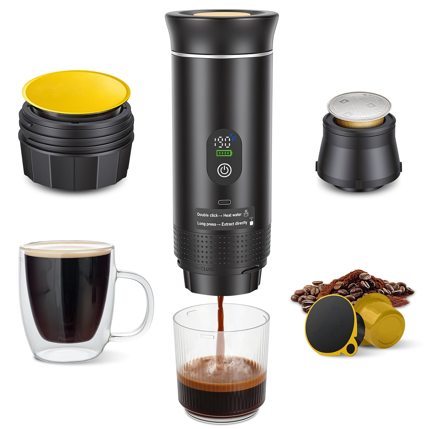 Portable Electric Capsule Coffee Machine – Travel & Car Espresso Maker