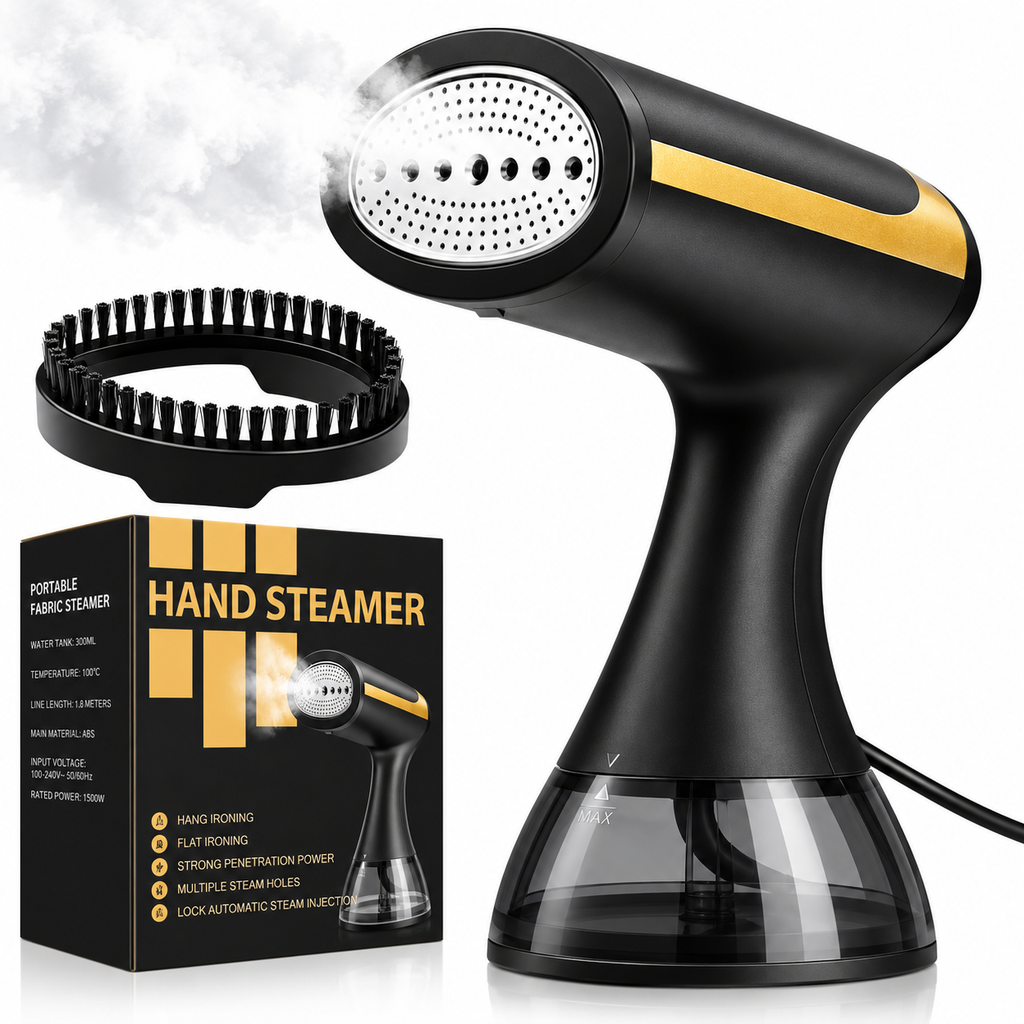 handheld garment steamer with accessories and water tank