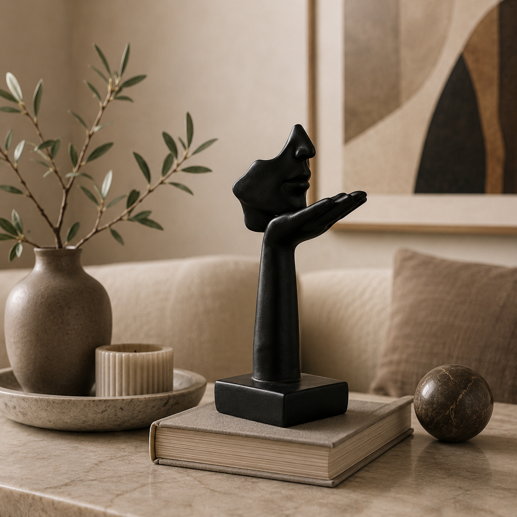 Abstract Face Sculpture – Modern Resin Figurine | Warm Haven