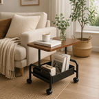 2-Tier Rolling Side Table with Storage – Modern Scandinavian Home Furniture