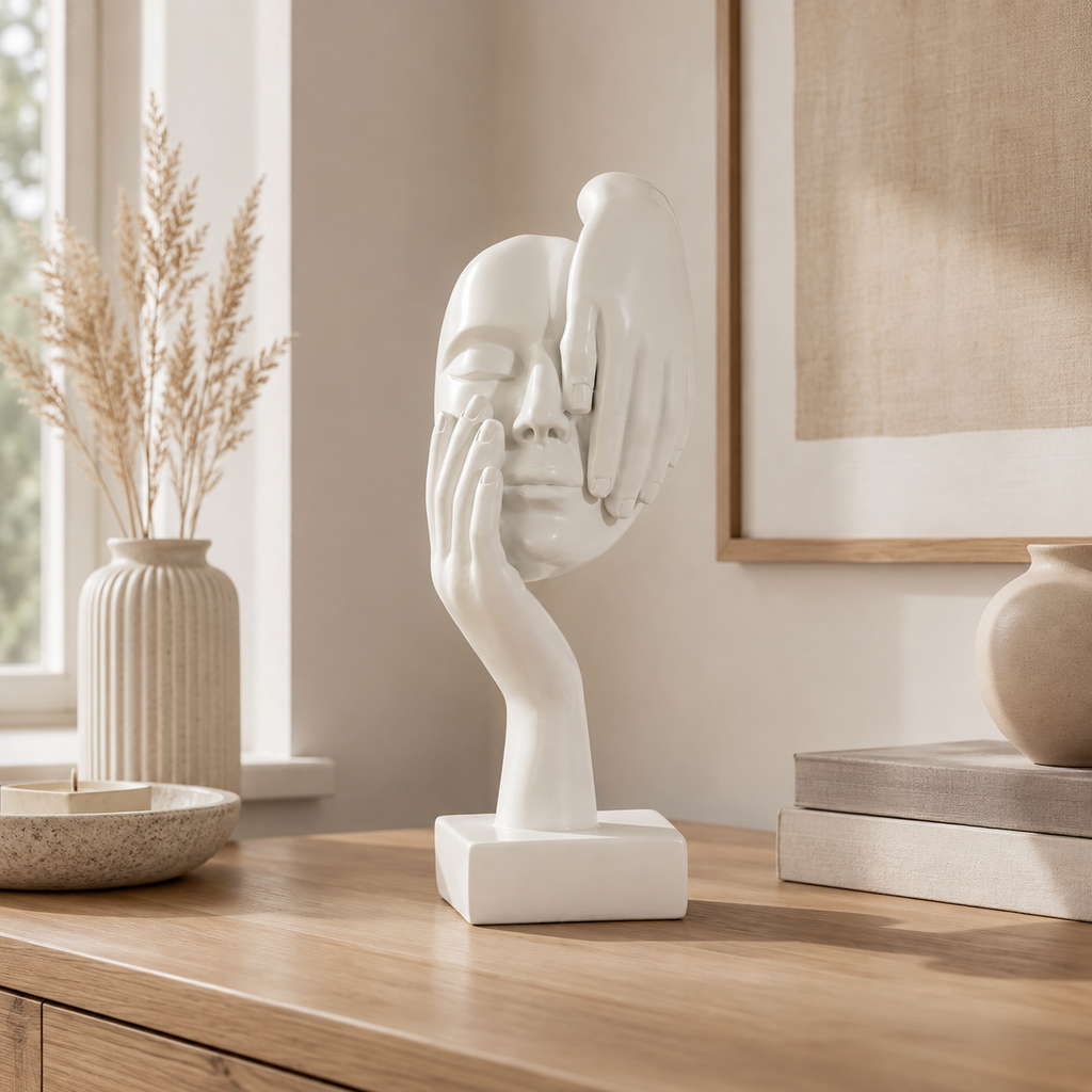 Abstract Face Sculpture – Modern Resin Figurine | Warm Haven