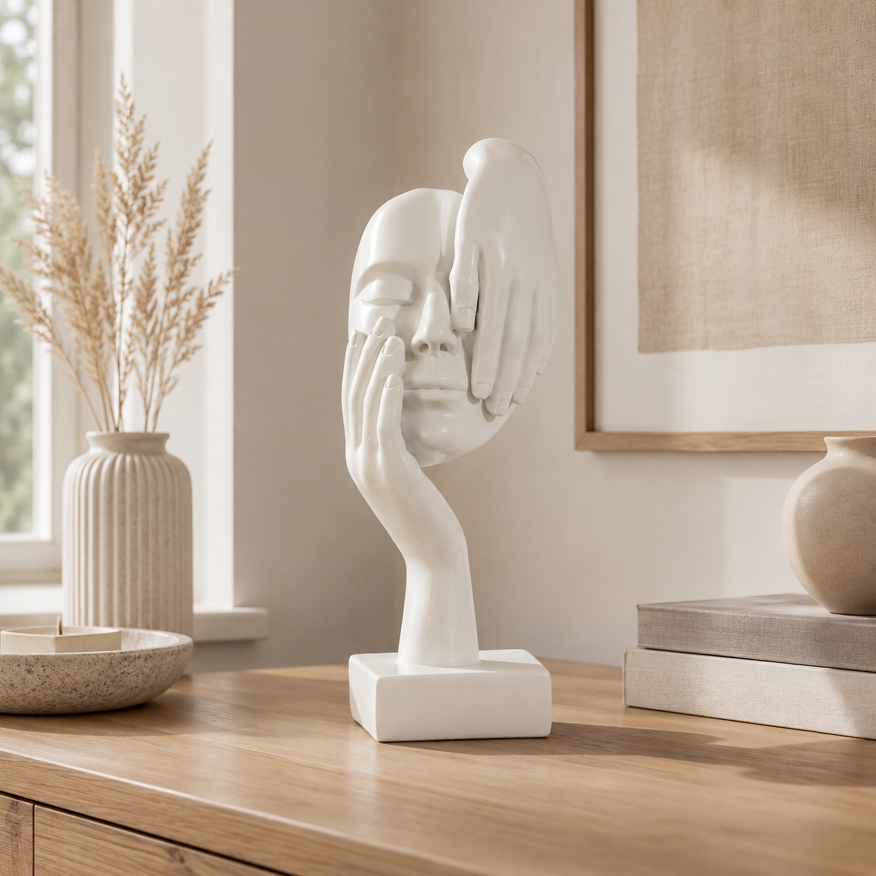 Abstract Face Sculpture – Modern Resin Figurine | Warm Haven