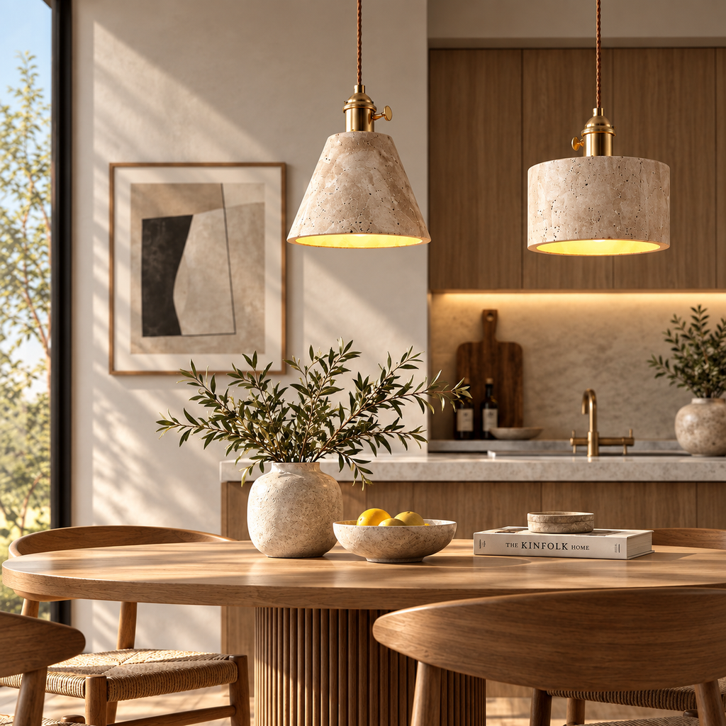 Natural Stone Pendant Light – Modern Scandinavian Ceiling Lamp
