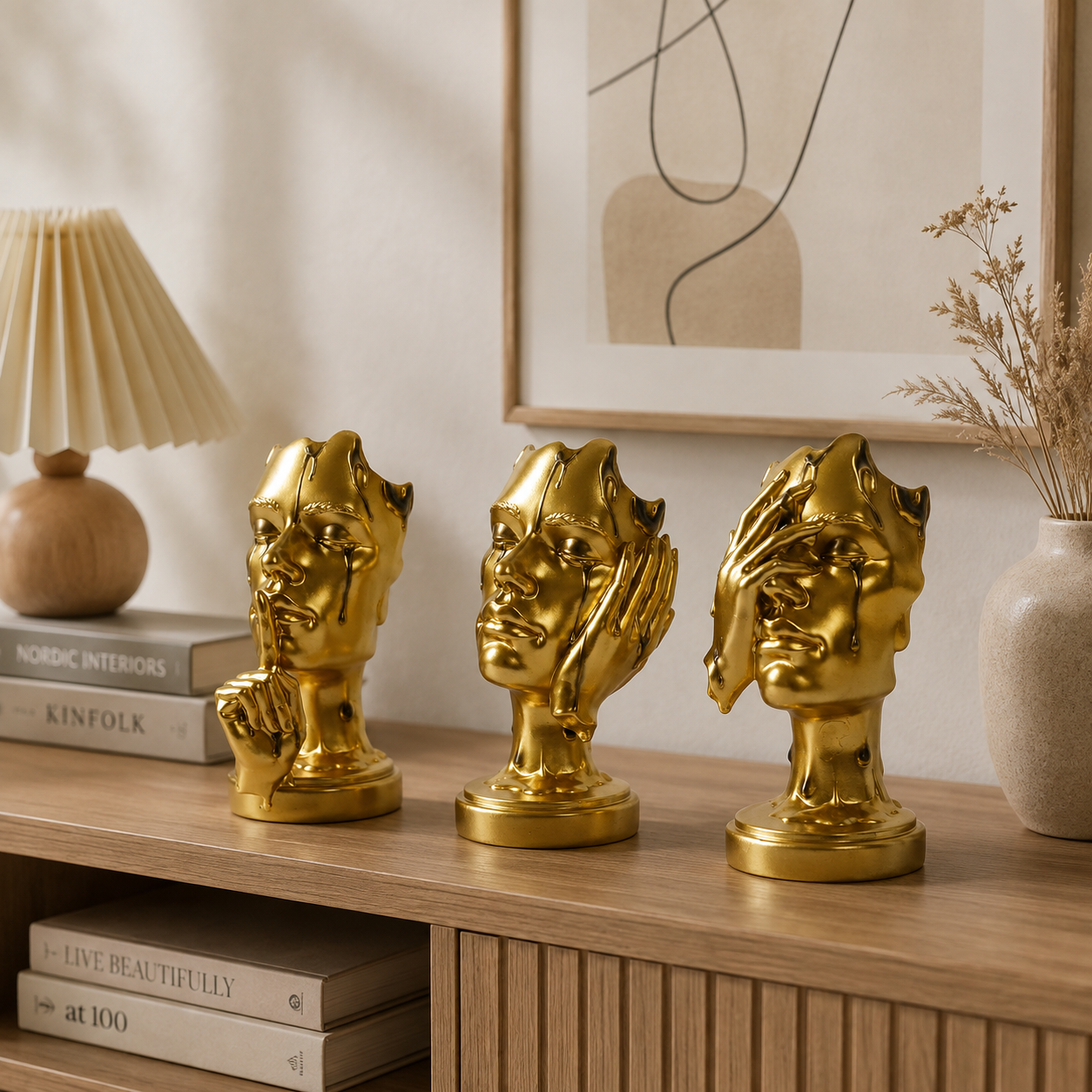 Modern Abstract Face Sculpture – Elegant Resin Home Decor