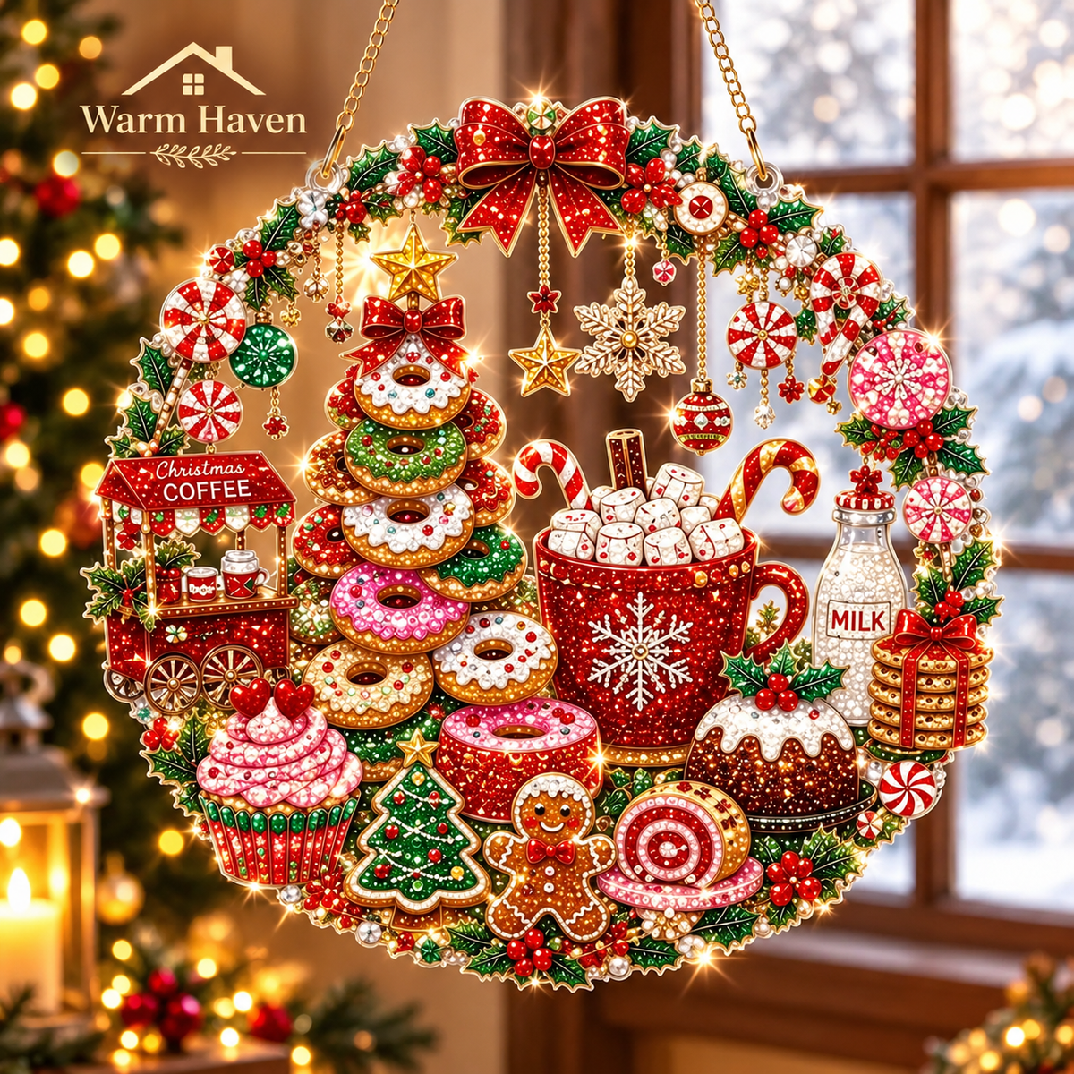 DIY Christmas hanging ornaments featuring a decorative Christmas carousel design