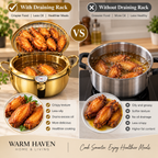 Deep frying pot with draining rack for crispy chicken wings and less oily cooking