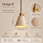 Natural Stone Pendant Light – Modern Scandinavian Ceiling Lamp