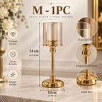 Medium silver glass pillar candle holders with a clear glass shade for modern home decor