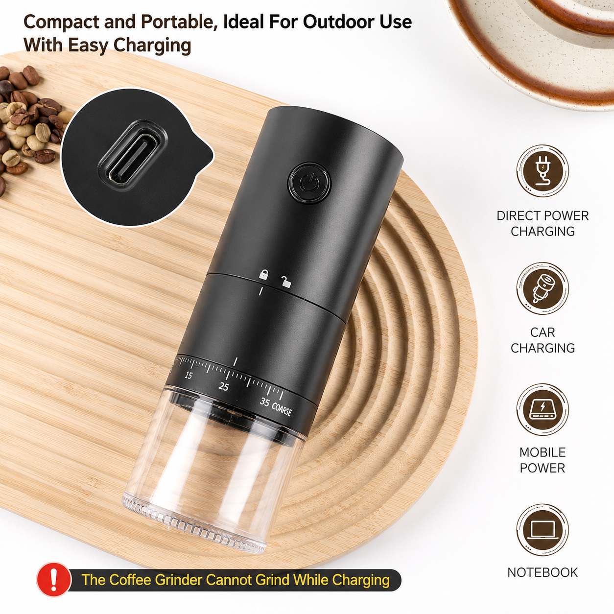 Portable Electric Coffee Grinder – 38 Adjustable Grind Settings | Warm Haven