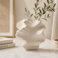 Sculptural Wavy Ceramic Vase – Modern Scandinavian Flower & Home Decor