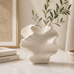Sculptural Wavy Ceramic Vase – Modern Scandinavian Flower & Home Decor