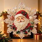 DIY Snowflake Diamond Painting Kit featuring a Santa Claus ornament