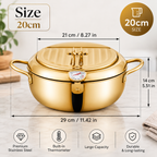 Gold deep frying pot with thermometer in 28 cm size