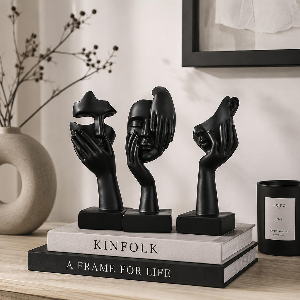 Abstract Face Sculpture – Modern Resin Figurine | Warm Haven