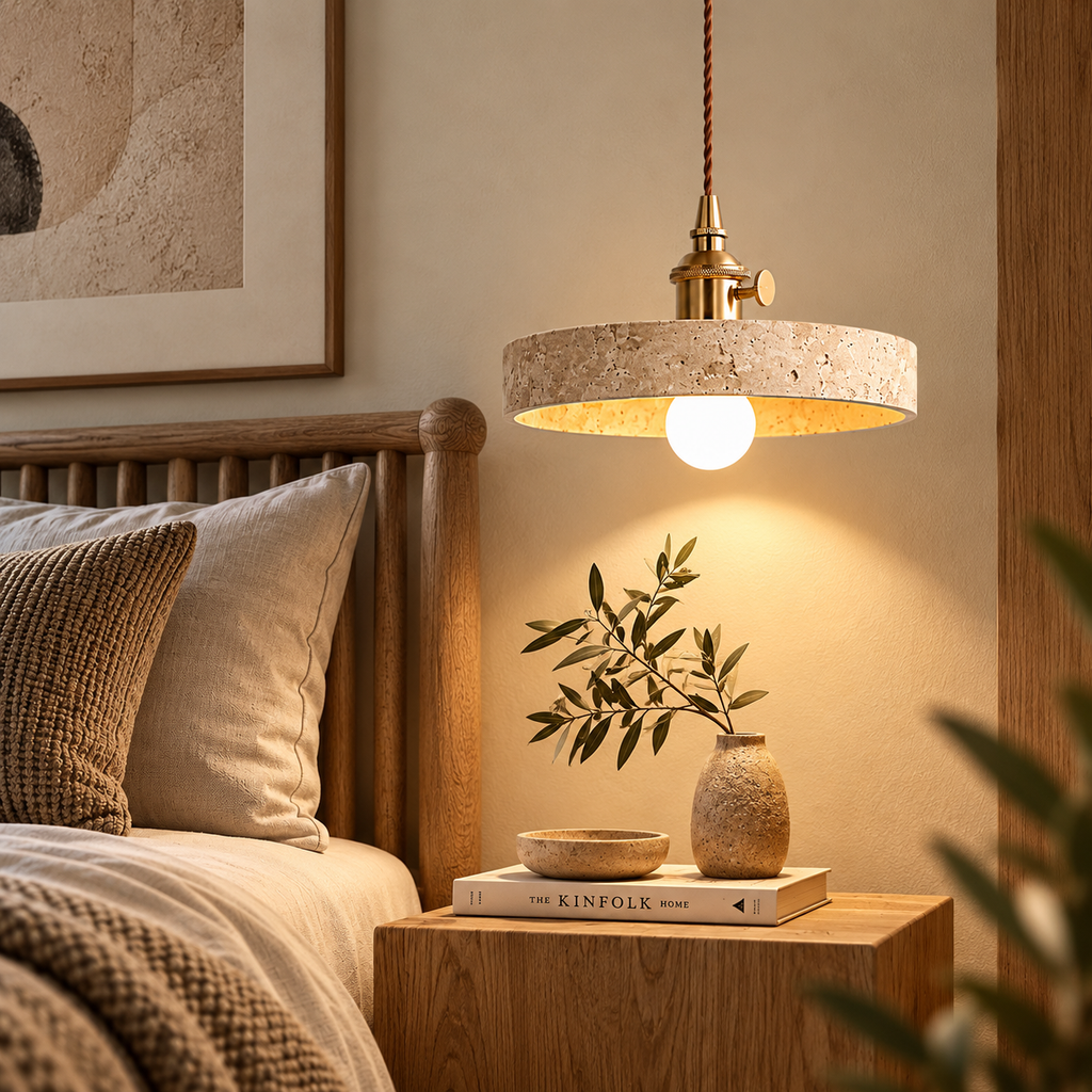 Natural Stone Pendant Light – Modern Scandinavian Ceiling Lamp