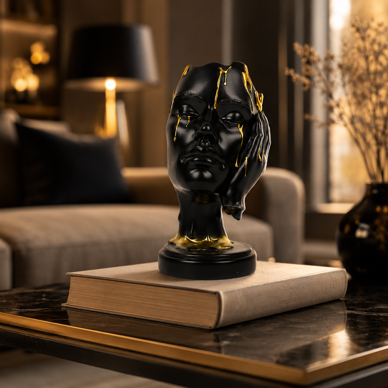Modern Abstract Face Sculpture – Elegant Resin Home Decor