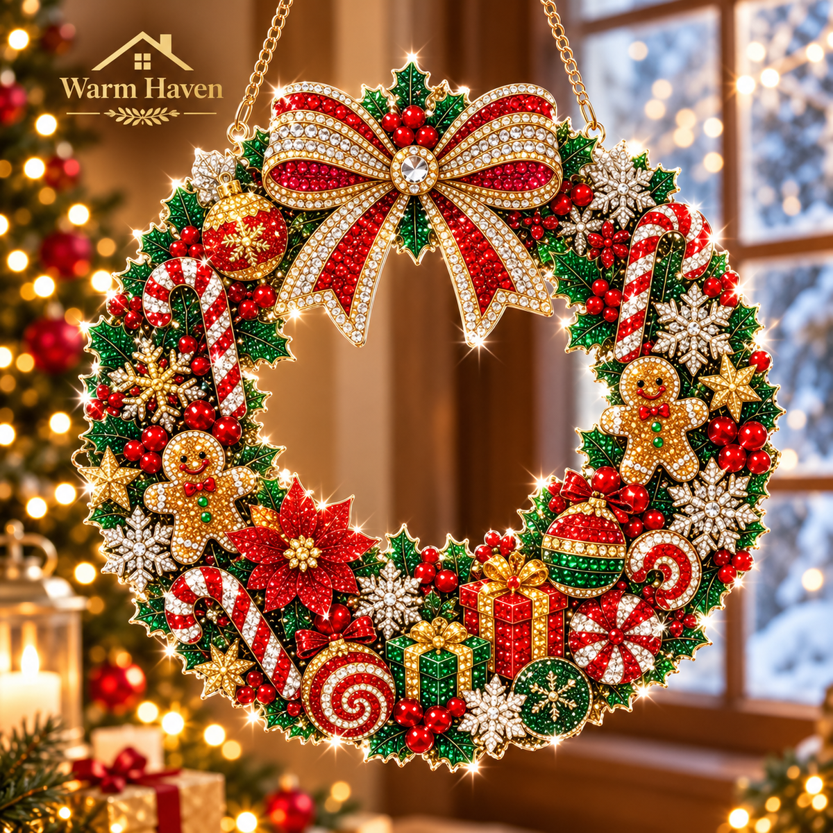DIY Christmas hanging ornaments with a festive gingerbread-inspired house design