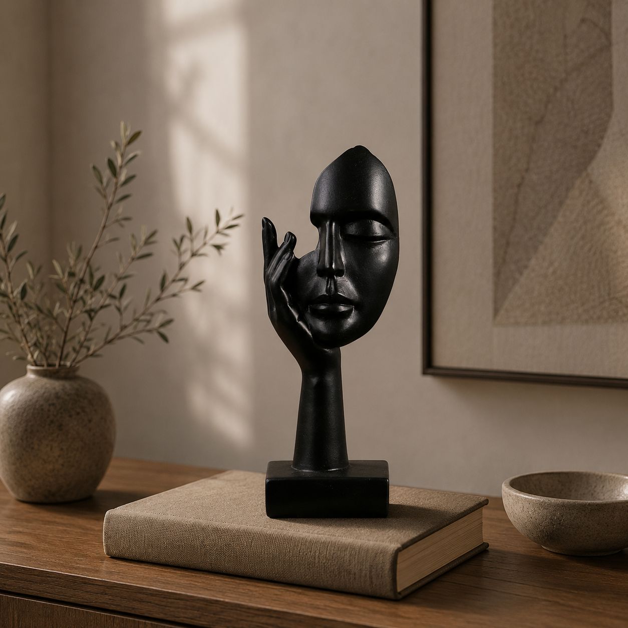 Abstract Face Sculpture – Modern Resin Figurine | Warm Haven