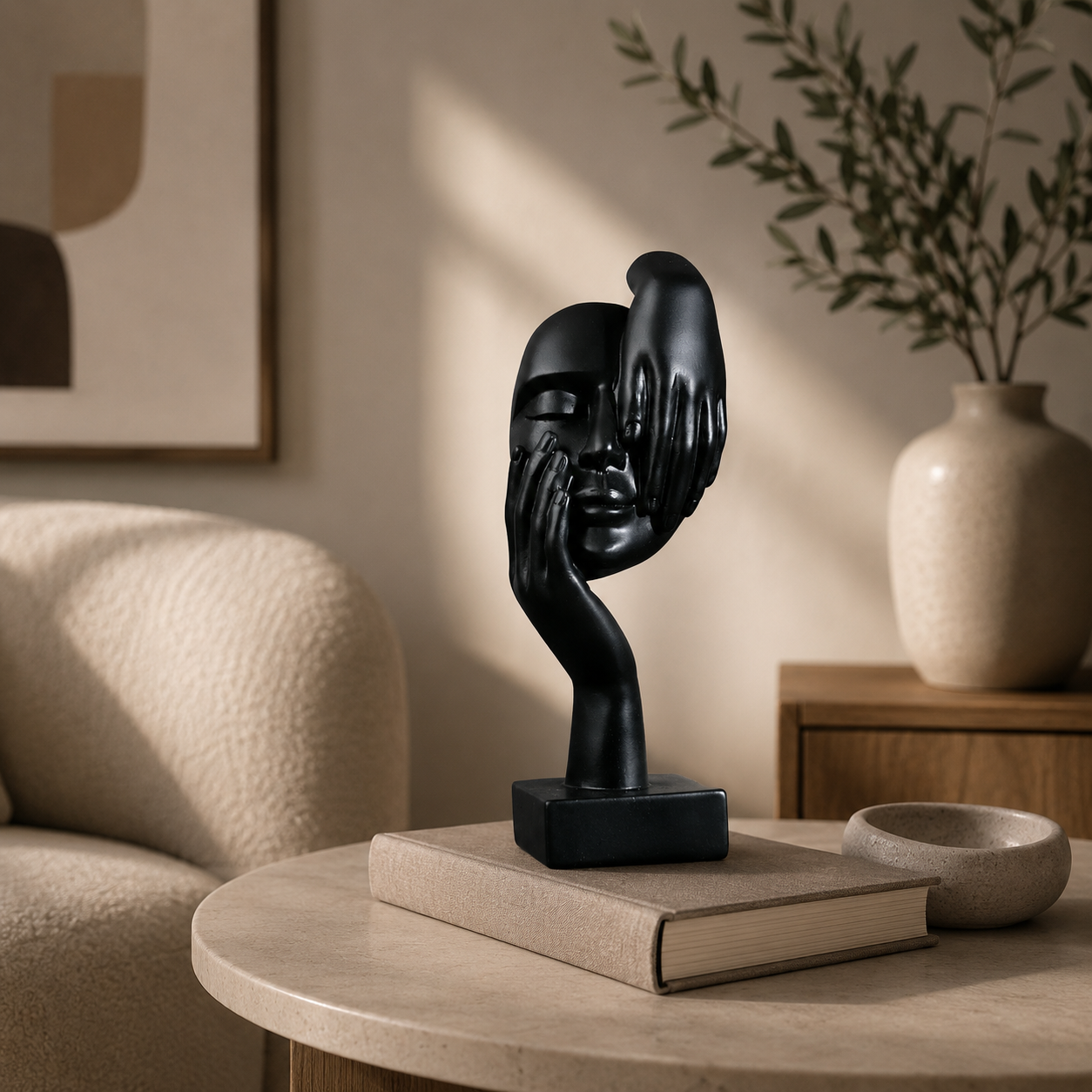 Abstract Face Sculpture – Modern Resin Figurine | Warm Haven