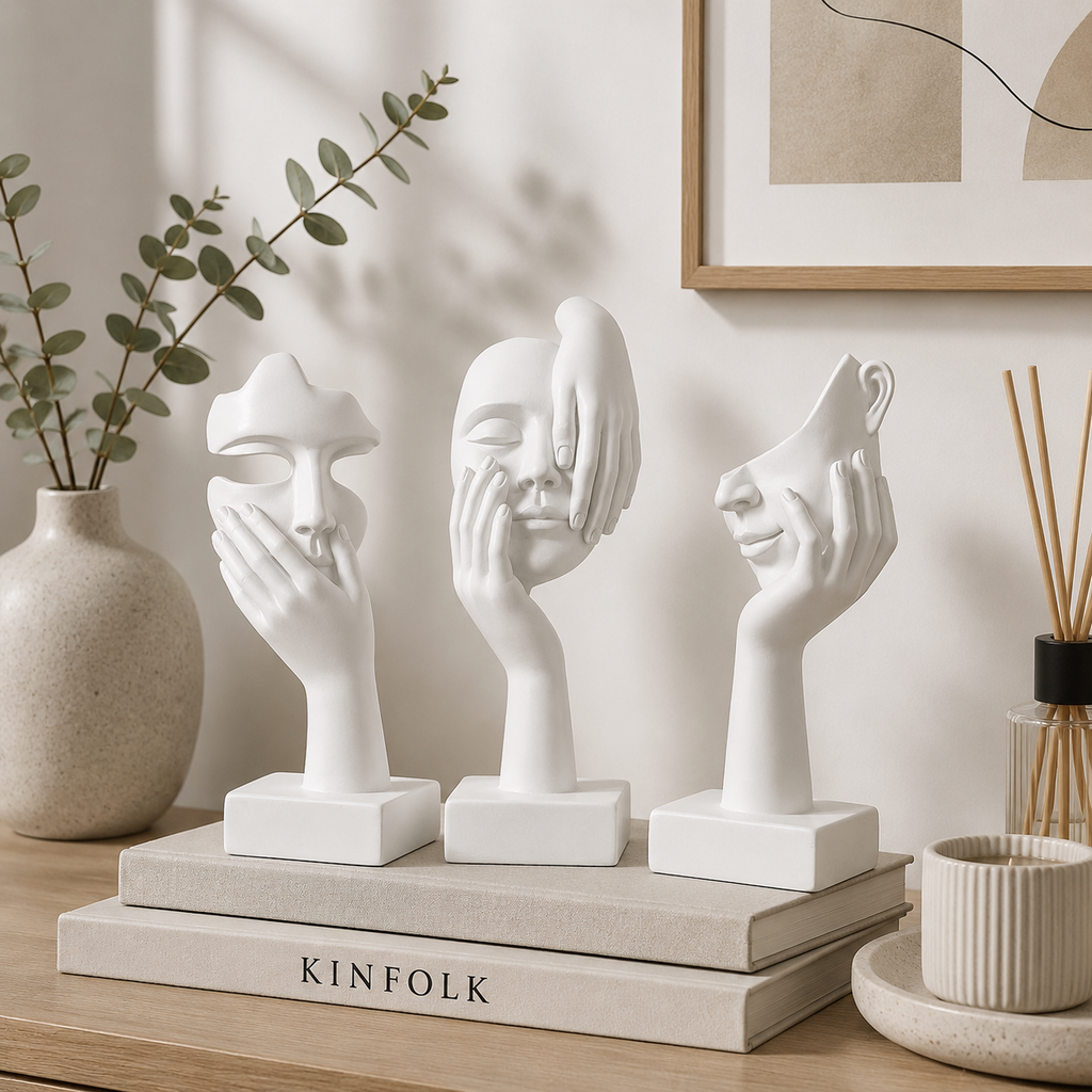 Abstract Face Sculpture – Modern Resin Figurine | Warm Haven