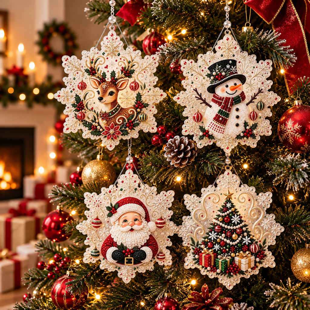 DIY Snowflake Diamond Painting Kit with colourful Christmas diamond art