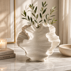Sculptural Wavy Ceramic Vase – Modern Scandinavian Flower & Home Decor