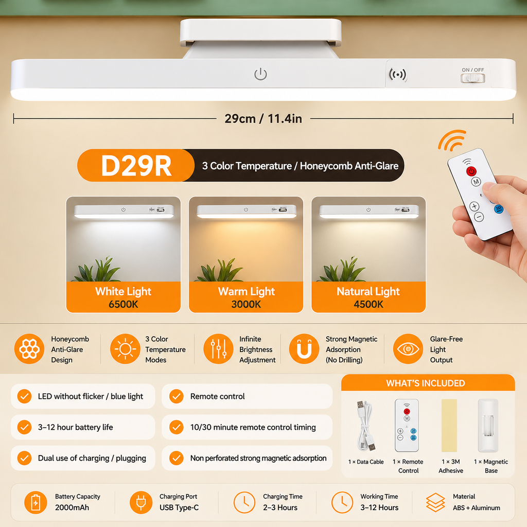 Rechargeable Magnetic LED Table Lamp – Touch Control & Adjustable Light