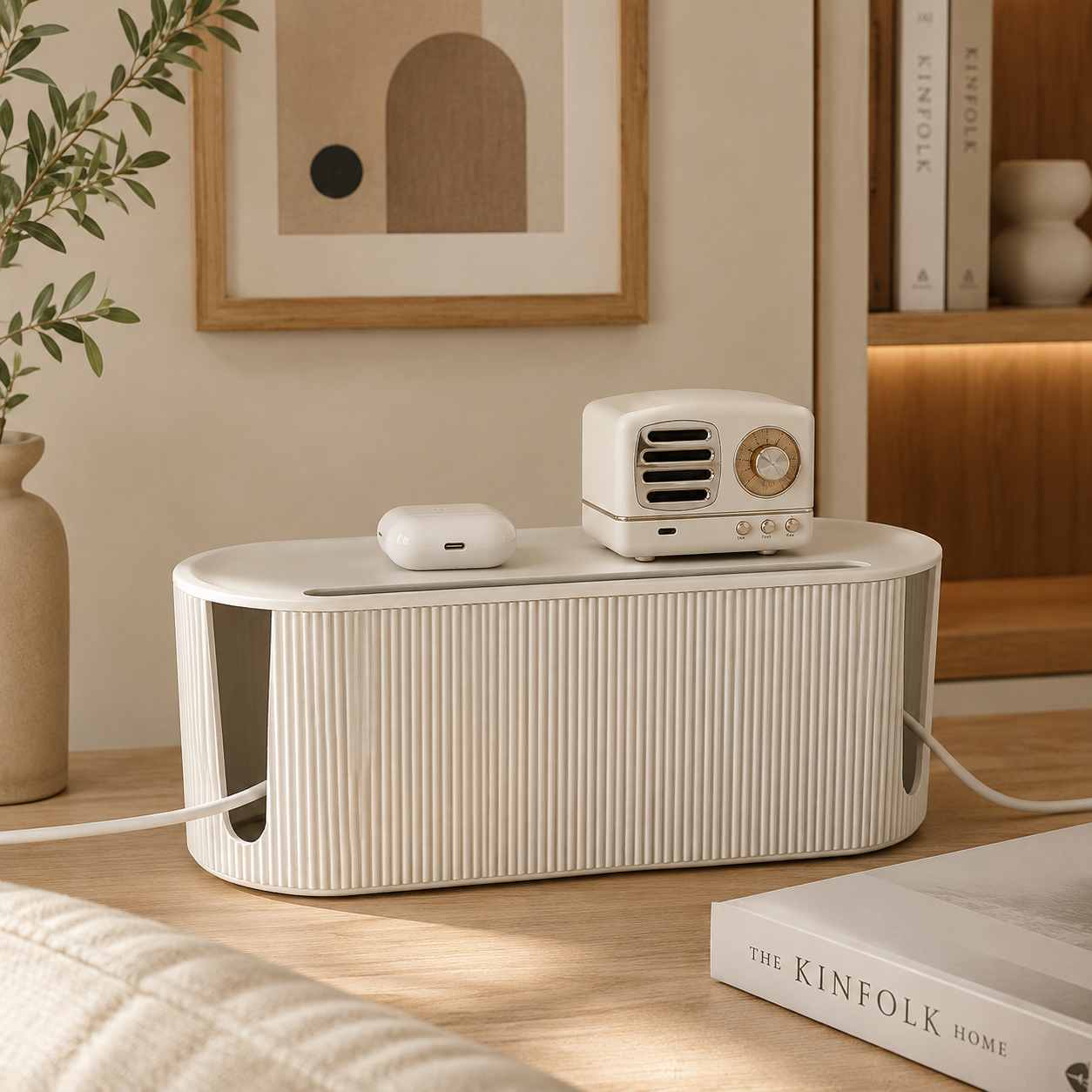 Nordic Cable Management Box – Desktop Plug & Wire Organizer