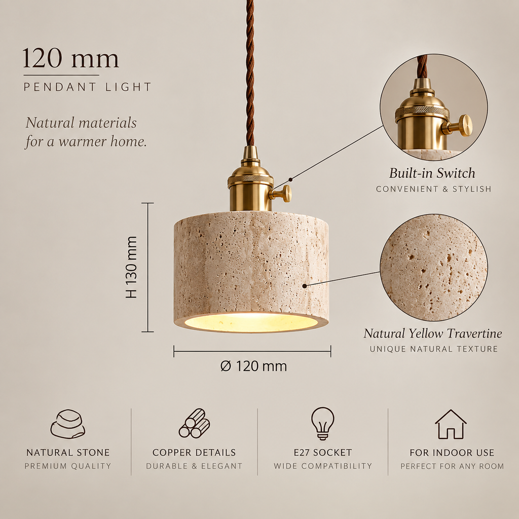 Natural Stone Pendant Light – Modern Scandinavian Ceiling Lamp