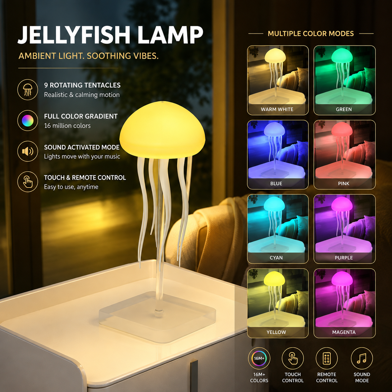 LED Jellyfish Mood Lamp Color