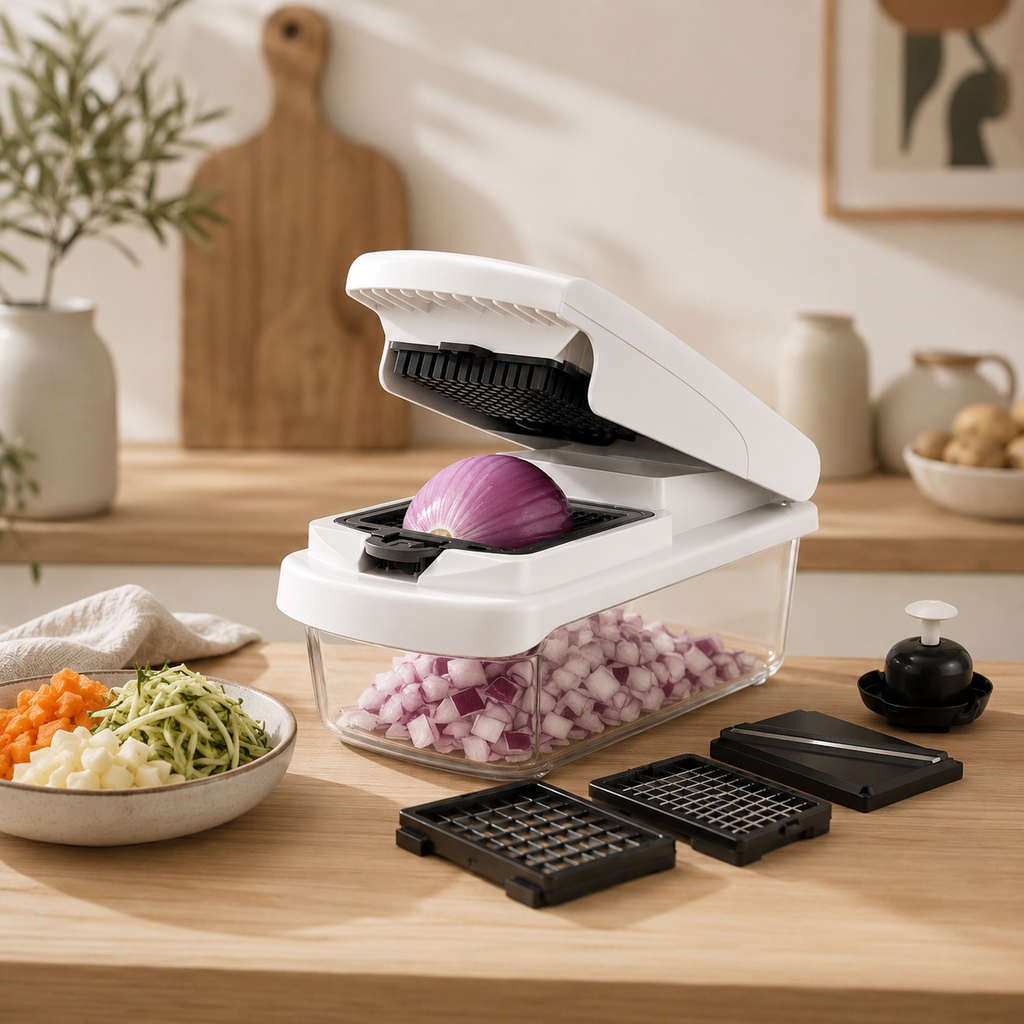 15-in-1 Vegetable Slicer, Dicer & Chopper – Multi-Blade Food Prep Tool