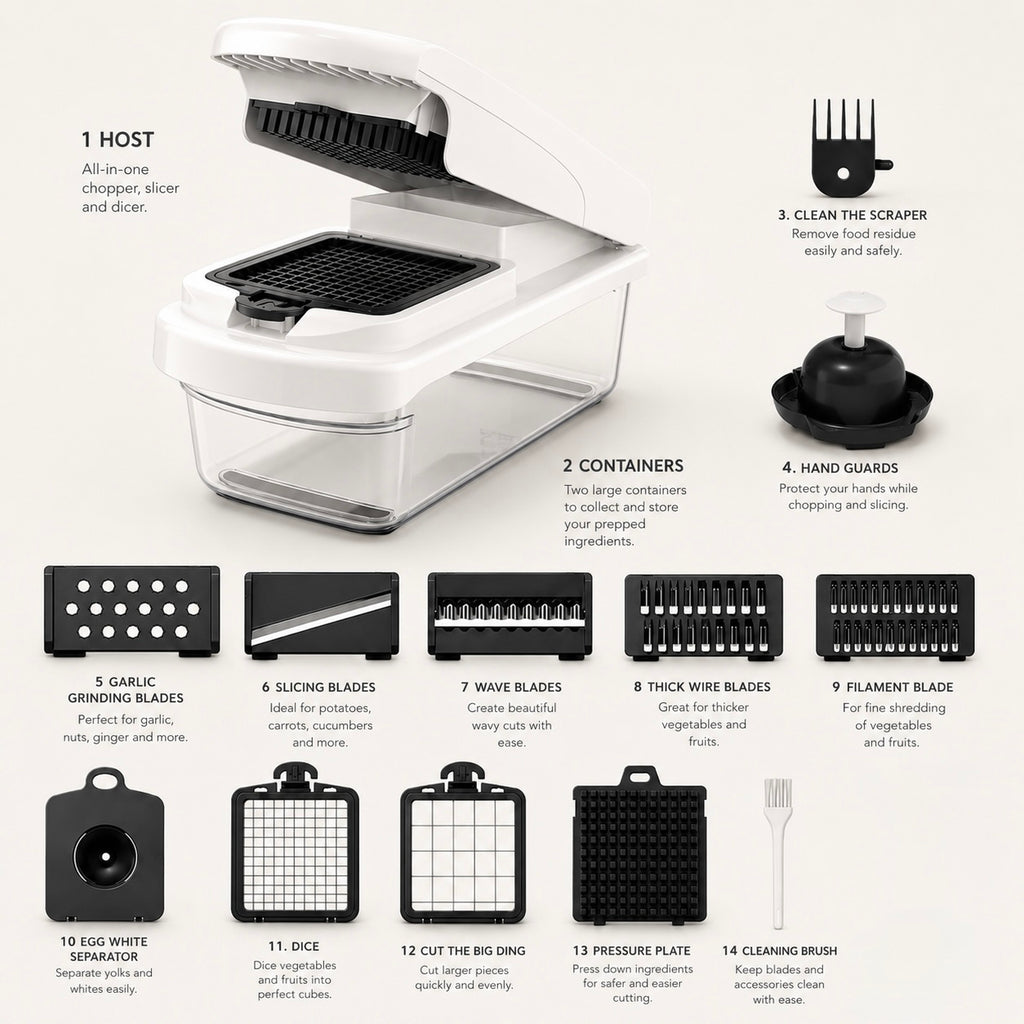 15-in-1 Vegetable Slicer, Dicer & Chopper – Multi-Blade Food Prep Tool