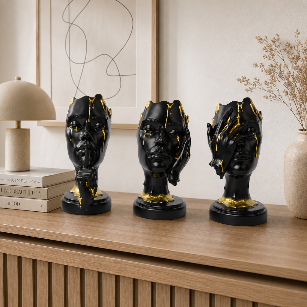 Modern Abstract Face Sculpture – Elegant Resin Home Decor