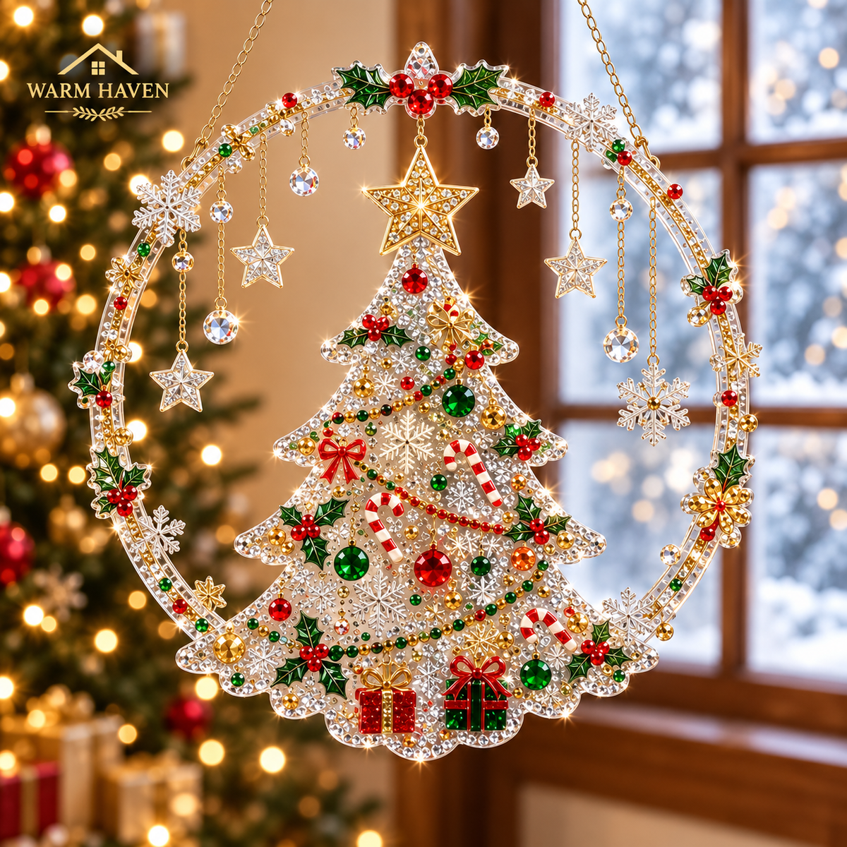 DIY Christmas hanging ornaments featuring a reindeer-themed festive design