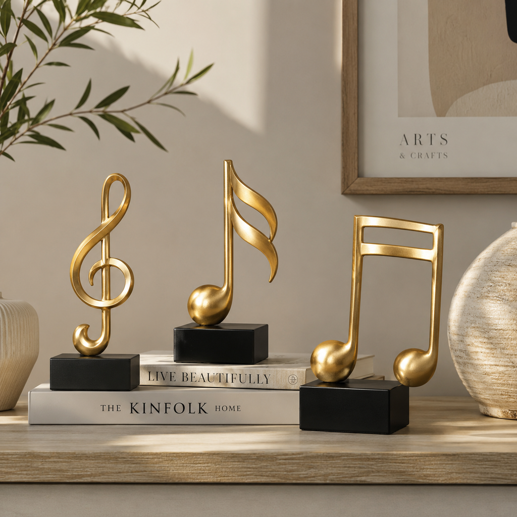 Golden Melody – Elegant Musical Note Sculpture