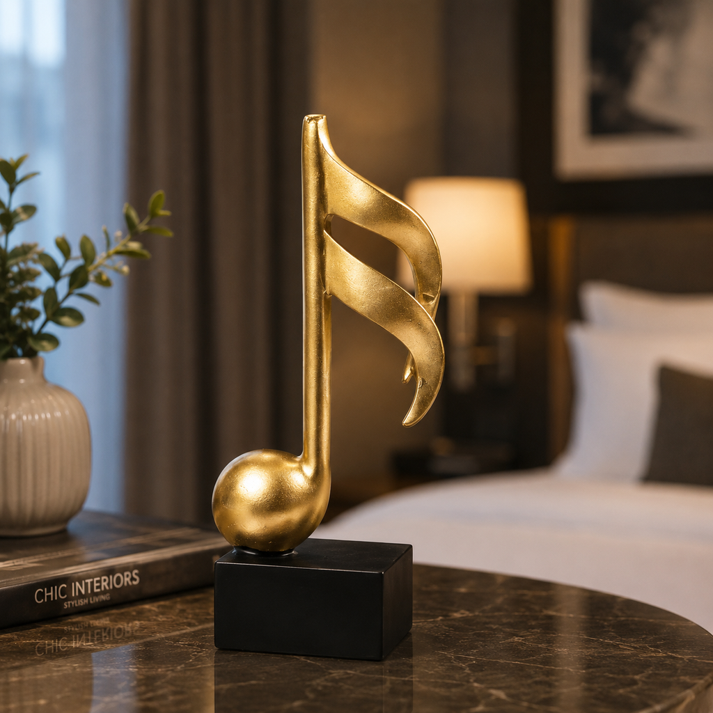 Golden Melody – Elegant Musical Note Sculpture