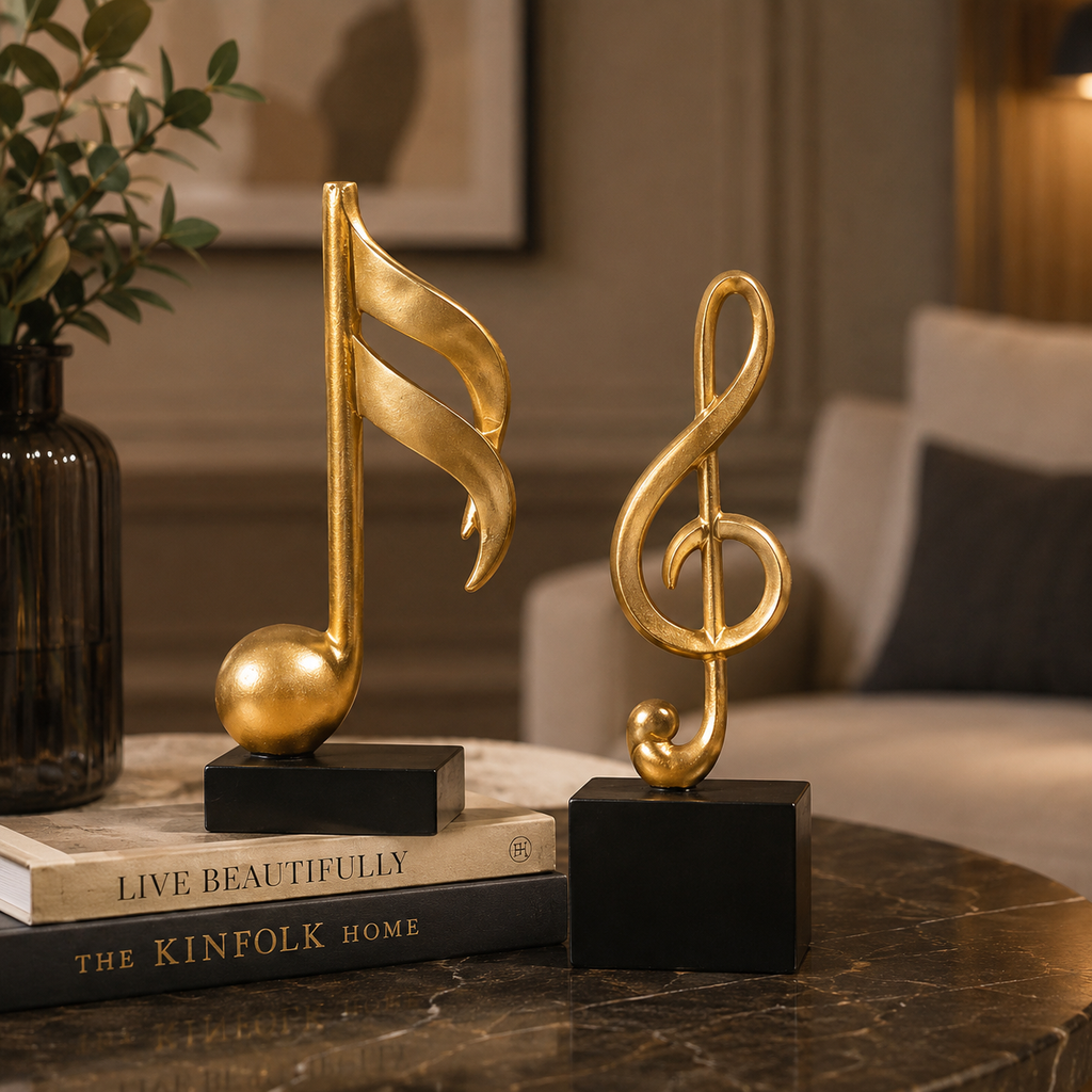 Golden Melody – Elegant Musical Note Sculpture