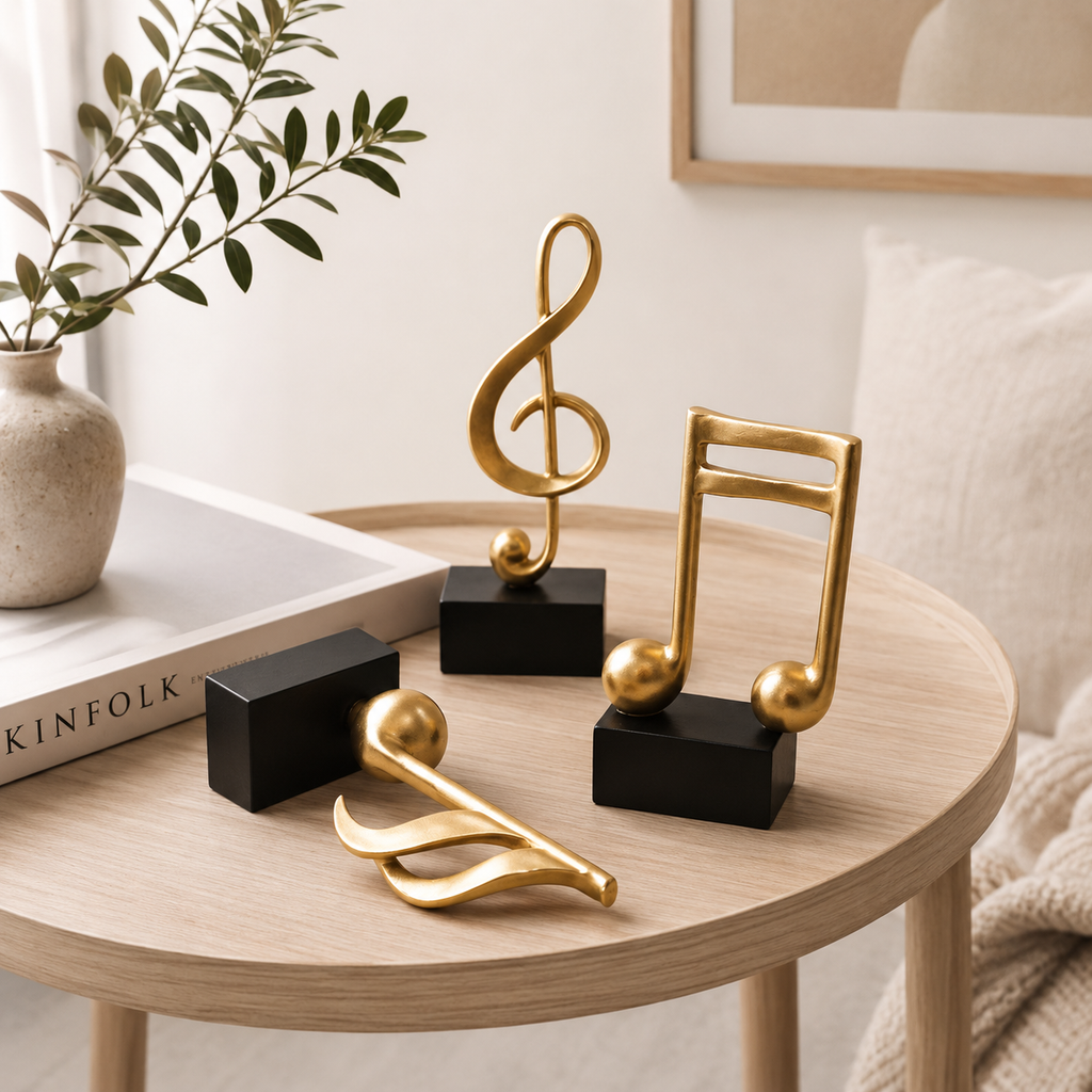 Golden Melody – Elegant Musical Note Sculpture