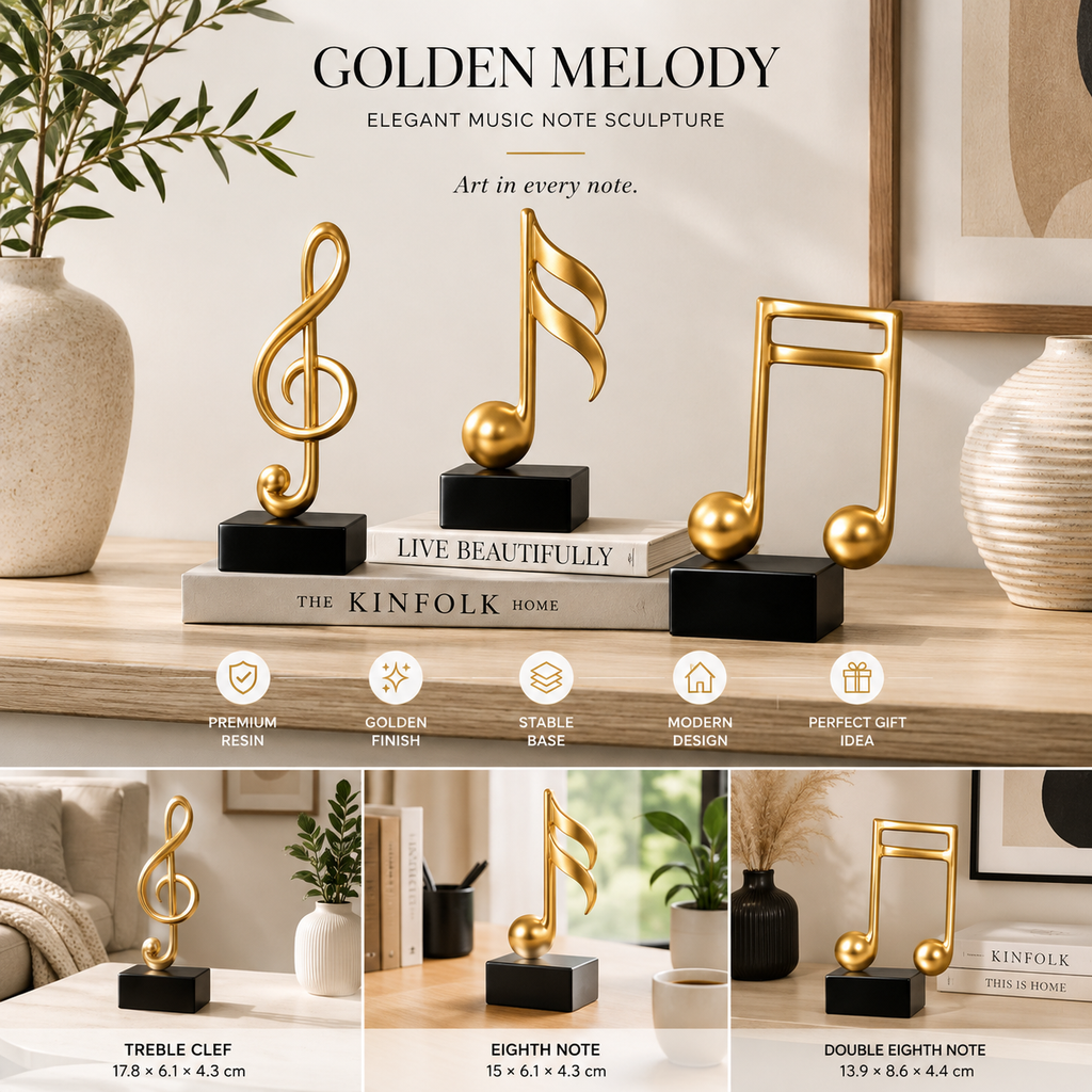 Golden Melody – Elegant Musical Note Sculpture