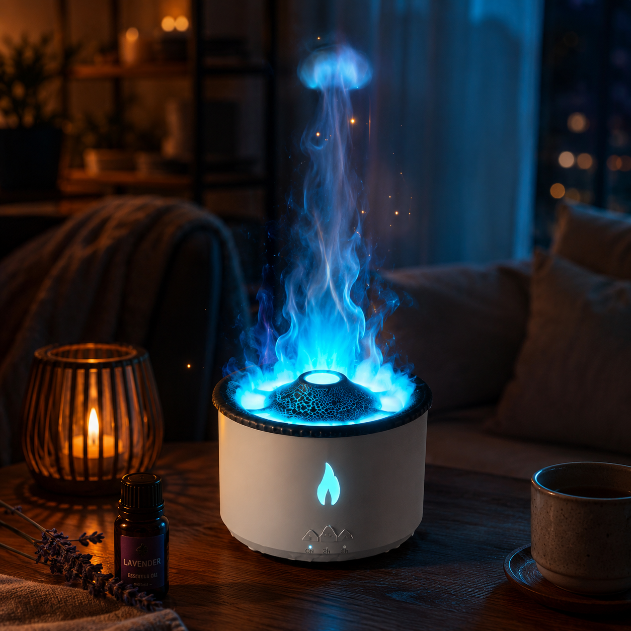 Volcano Flame Humidifier & Aroma Diffuser – Ambient Mist Effect
