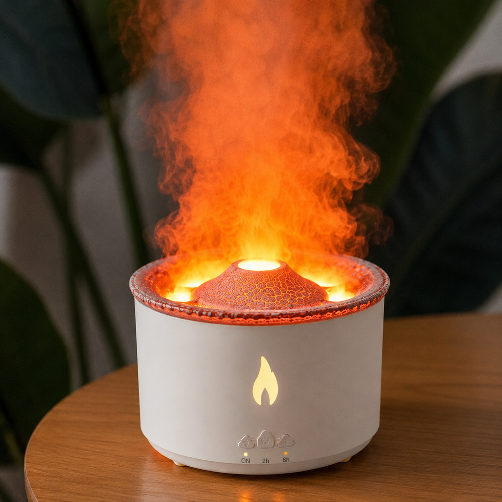Volcano Flame Humidifier & Aroma Diffuser – Ambient Mist Effect