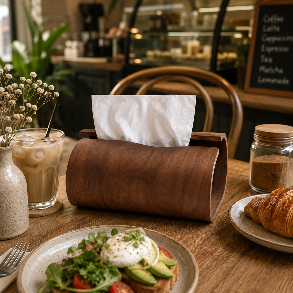 Natural Wood Tissue Box Cover – Rustic Scandinavian Tissue Holder