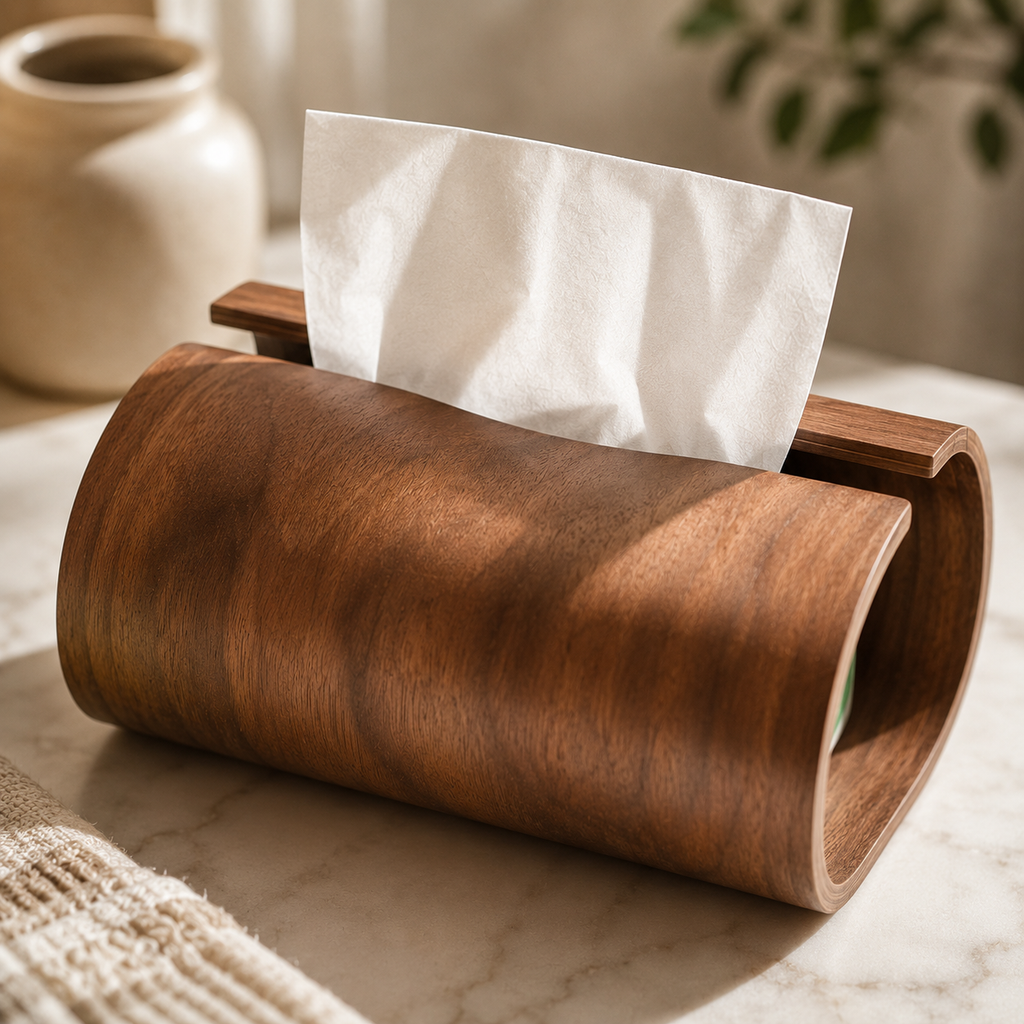 Natural Wood Tissue Box Cover – Rustic Scandinavian Tissue Holder