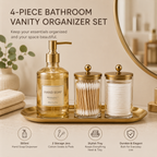 4-Piece Bathroom Vanity Organizer Set – Soap Dispenser & Cotton Storage Jars