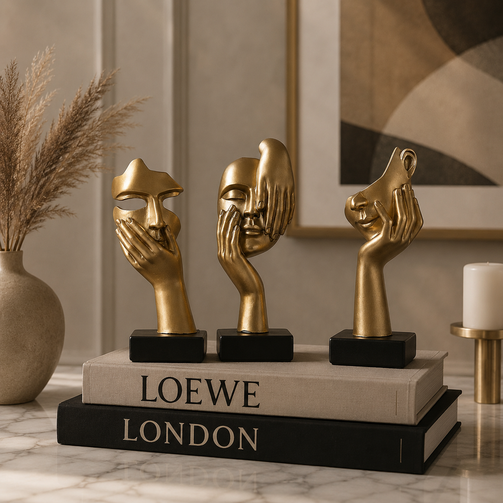 Abstract Face Sculpture – Modern Resin Figurine | Warm Haven