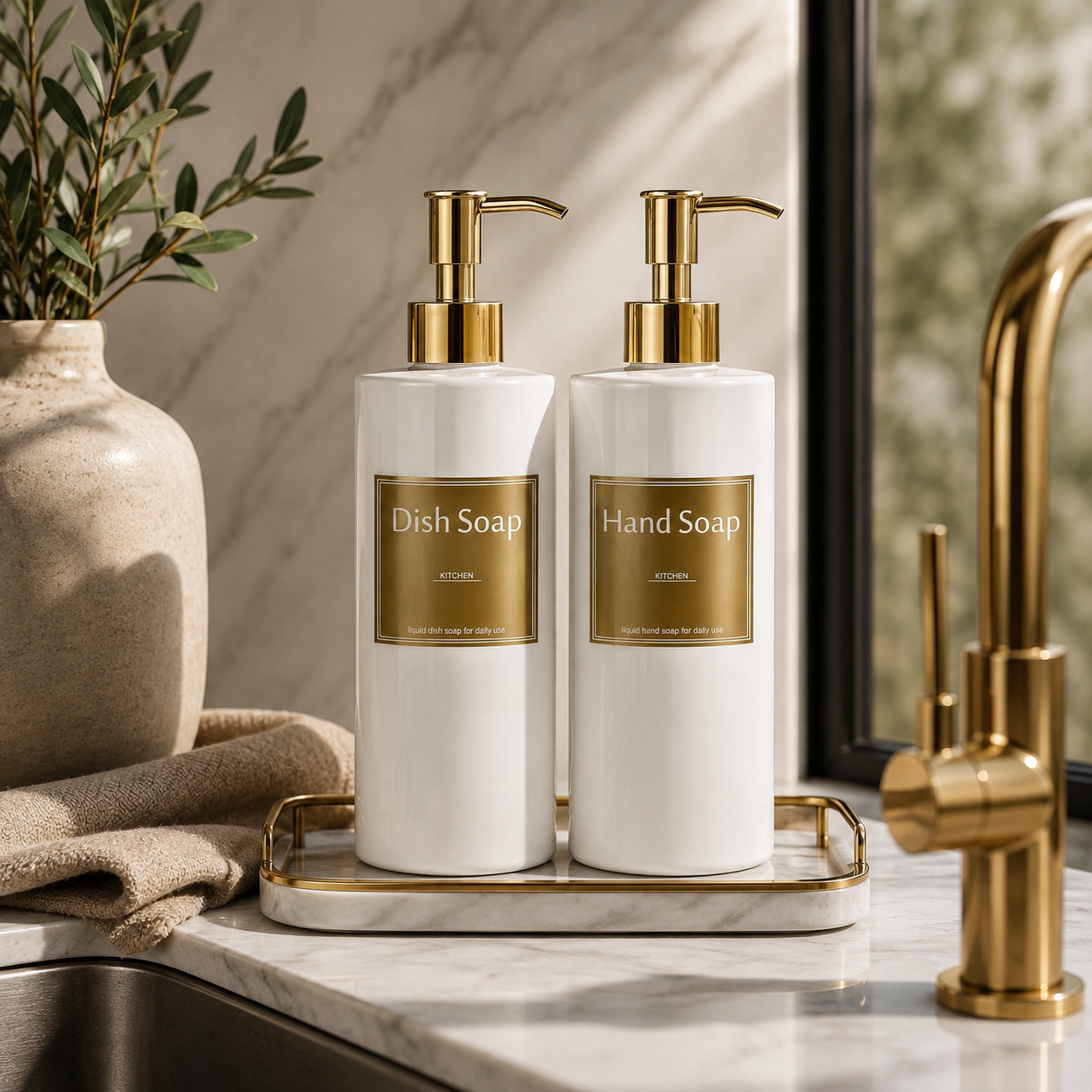 Elegant Refillable Soap Dispenser Set